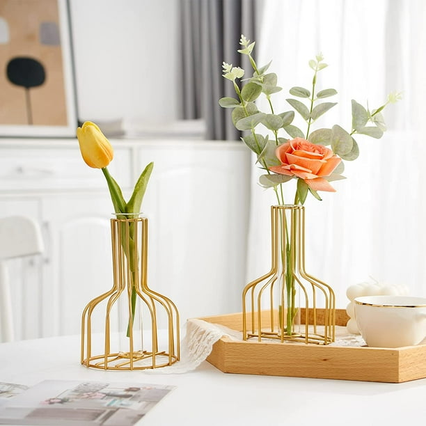 Jarrón De Cristal Transparente Para Flores - 6,8 X 3,2 Pulgadas, Decoración Para Centro De Mesa O Estantería