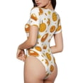 thumbnail image 3 of Naloa Pumpkin Maple Leaves Women's Short-Sleeved Onesie, One-Piece Swimsuit for Parties, dates, clubs - X-Large, 3 of 9