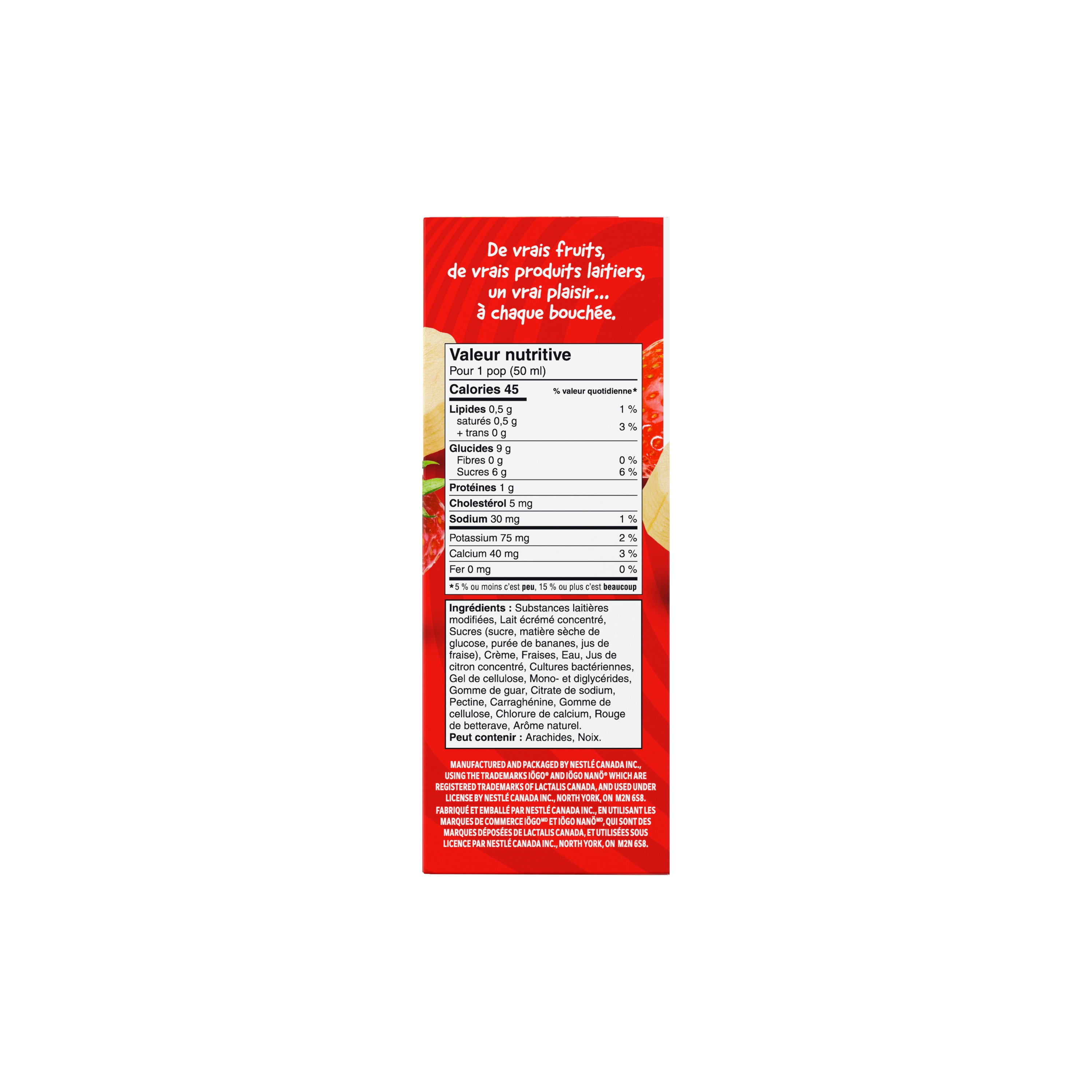 IÖGO Nano Frozen Yogurt Pops, Strawberry Banana, Real Fruit, 45 Calories Per Pop, 8 x 50 ml