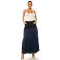 thumbnail image 2 of Be-Girl Women's Denim Maxi Skirt, Tiered Ruffle Design, Long Length with Denimm Waistband - SG-89358, 2 of 6