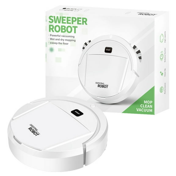 Robot Vacuum Cleaner, USB Smart 3 in 1 Super Thin, Powerful Suction, Quiet, Self Charging Robotic Vacuum Cleaner, Cleans Hard Floors to Medium Pile Carpets (White)