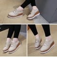 thumbnail image 5 of Lovskoo 2024 Women's Platform Wedge Shoes Square-Toe Lace-Up Fashion Dress Leather Shoes Beige, 5 of 8
