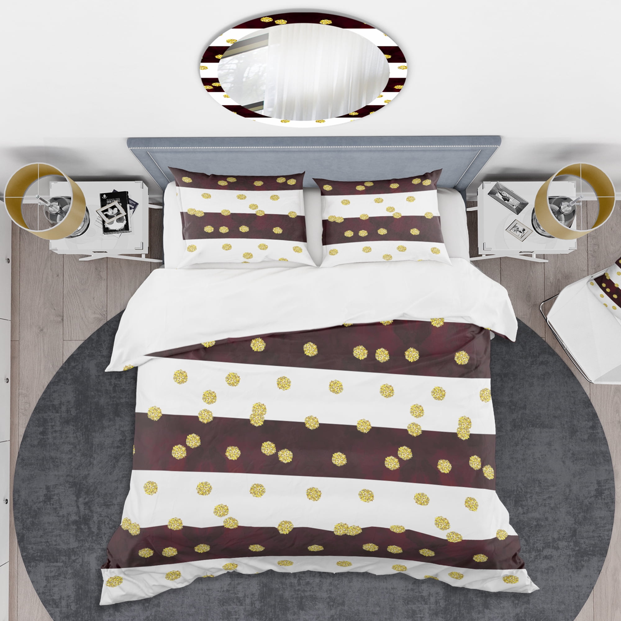 Designart 'Gold Polka Dot Pattern I' Mid-Century Modern Duvet Cover Set