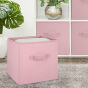 Mainstays Collapsible Cube Fabric Storage Bins (10.5 x 10.5), 6 Pack, Pink Puff