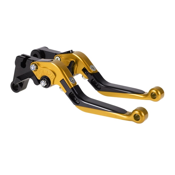 Palancas de freno y embrague cortas y largas para Yamaha YZF R1 15-22, palanca de freno ajustable de motocicleta, aleación de aluminio, cabeza dorada, mango negro