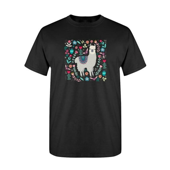 Cute Llama With Flowers T-Shirt Women -Image by Shutterstock, Female 5X-Large