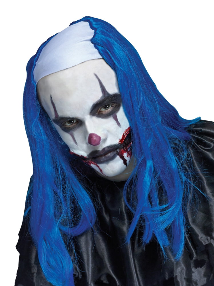 New Halloween Twisted Clown Wig Costume Blue Hair 