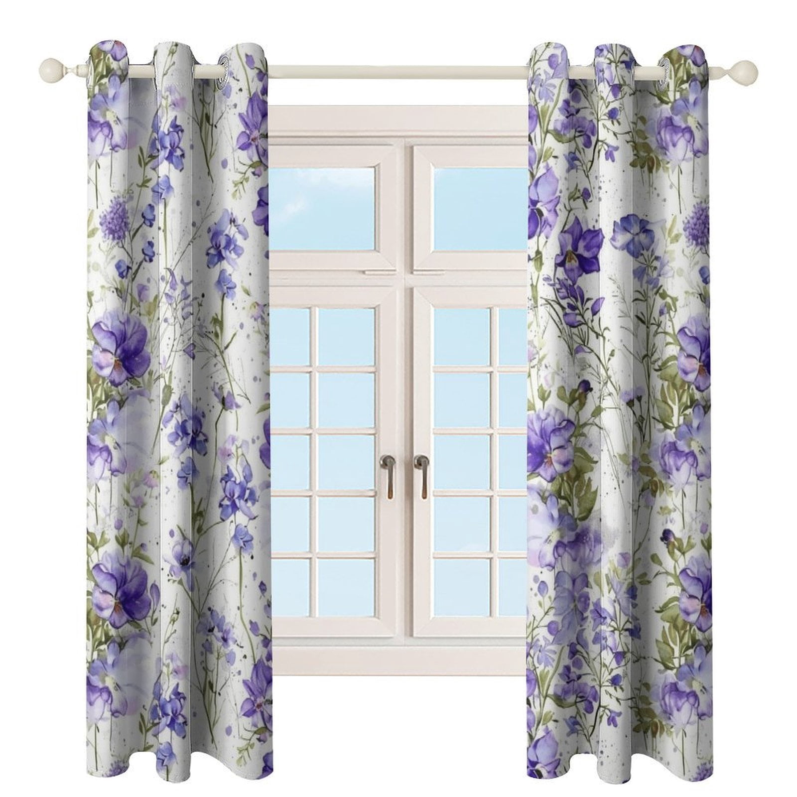 Floral Colorful Flower Curtains Watercolor Theme Window Curtains Grommet Blackout Drapes for Living Room Bedroom