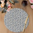 thumbnail image 3 of Light Blue Floral Round 15 Inch Placemats Set of 6, Rustic Vintage Flowers Botanical Spring HeatResistant Non Slip Place Mats for Dining Table, Wipeable Braided Kitchen Table Mats for Housewarming, 3 of 9