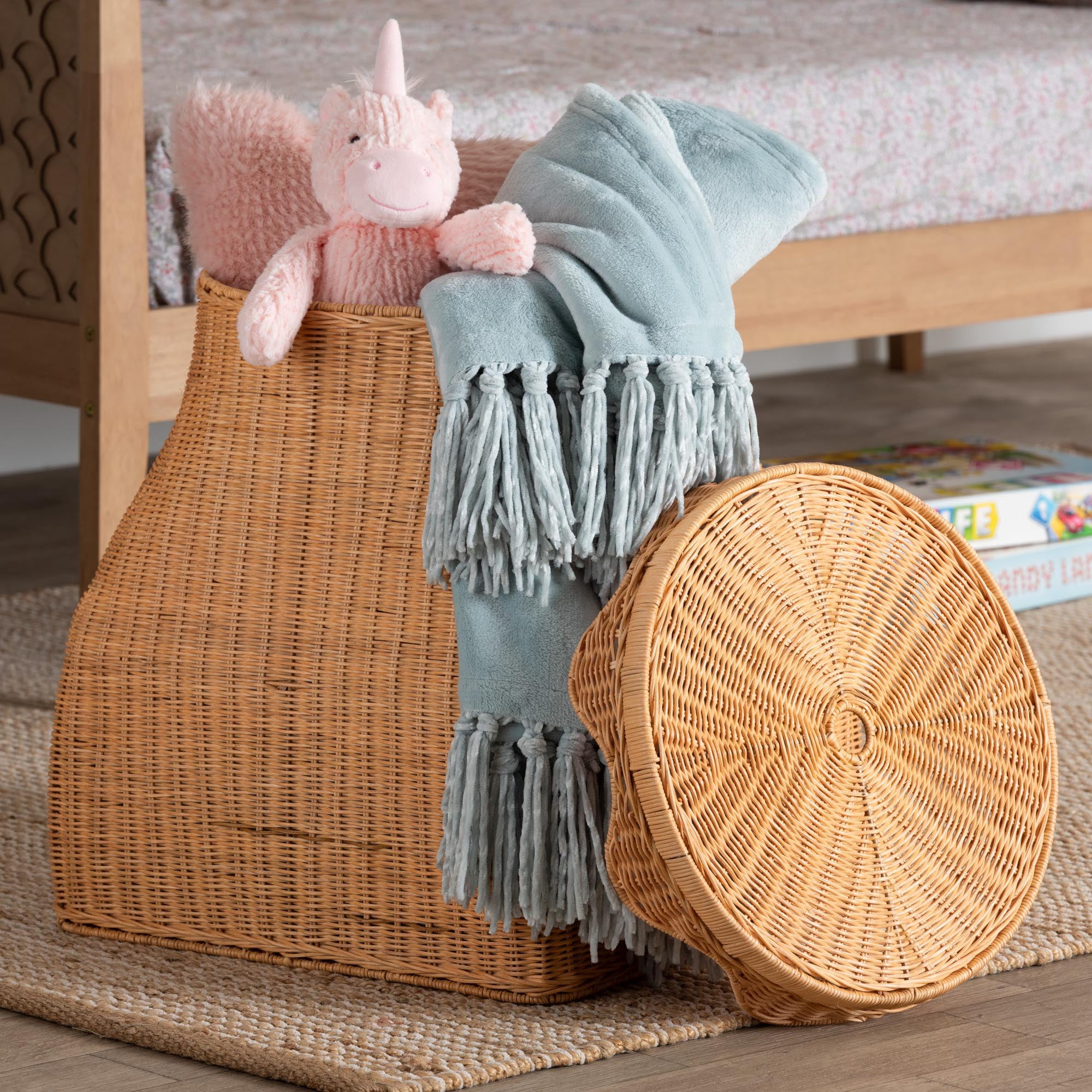 bali & pari Ada Boho Laundry Hamper, Light Honey