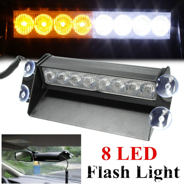 8 LEDs Car Front Strobe Light Windshield Suction Cup ...