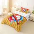 thumbnail image 2 of Castle Fairy Red Baseball Bat Print Twin Comforter Sets 2pcs, Ice Cream Drip Bedding Set, Red Blue Yellow,1 Comforter and 1 Pillowcase, 2 of 6