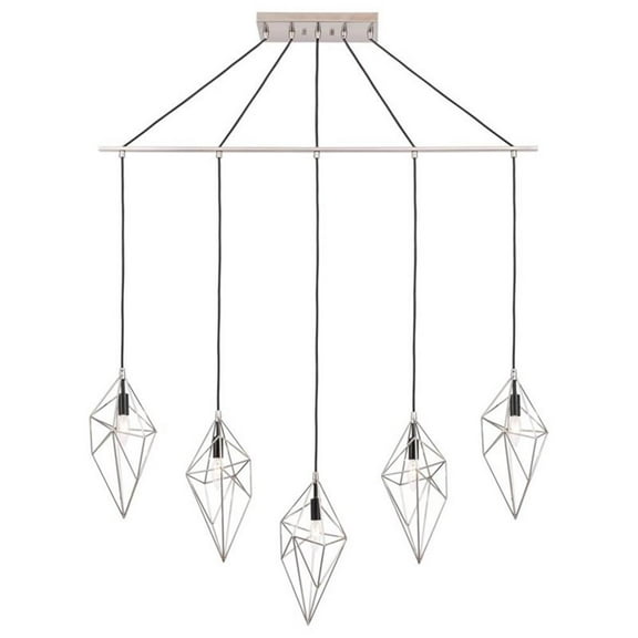Woodbridge Lighting Lanning 5-Light Metal Linear Pendant in Chrome/Bronze