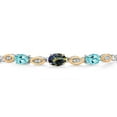 thumbnail image 3 of Gem Stone King 925 Silver and 10K Yellow Gold Blue Mystic Topaz and Blue Apatite and Lab Grown Diamond Bracelet for Women | 2.05 Cttw | Gemstone November Birthstone | Oval 7X5MM | Fully Adjustable 9", 3 of 5