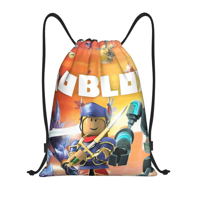 Zufioo Sac de Sport Imprimé Roblox Sac de Gym à Ficelles Lavable en Machine Sac à Dos à Ficelles Robuste pour Hommes Femmes-Petit