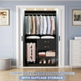 iSunirm Freestanding Wardrobe with Suitcase Storage, 40'' Wood Closet