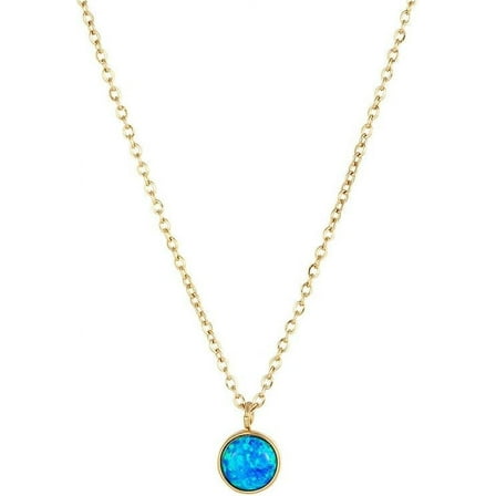 Blue Opal Statement Necklace for Women,Opal Merit Charm Birthstone Necklace