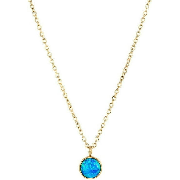 Blue Opal Statement Necklace for Women,Opal Merit Charm Birthstone Necklace