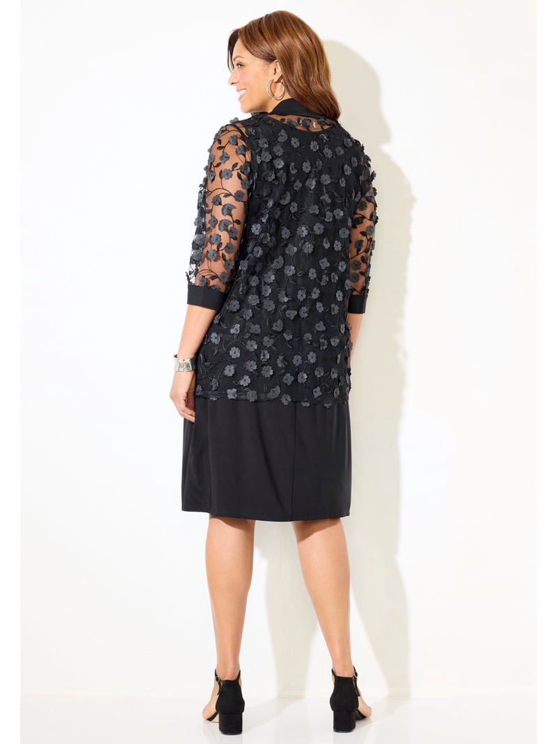 Catherines Women's Plus Size Floral Mesh Jacket Dress - Walmart.com Catherines Women's Plus Size Floral Mesh Jacket Dress - Walmart.com
