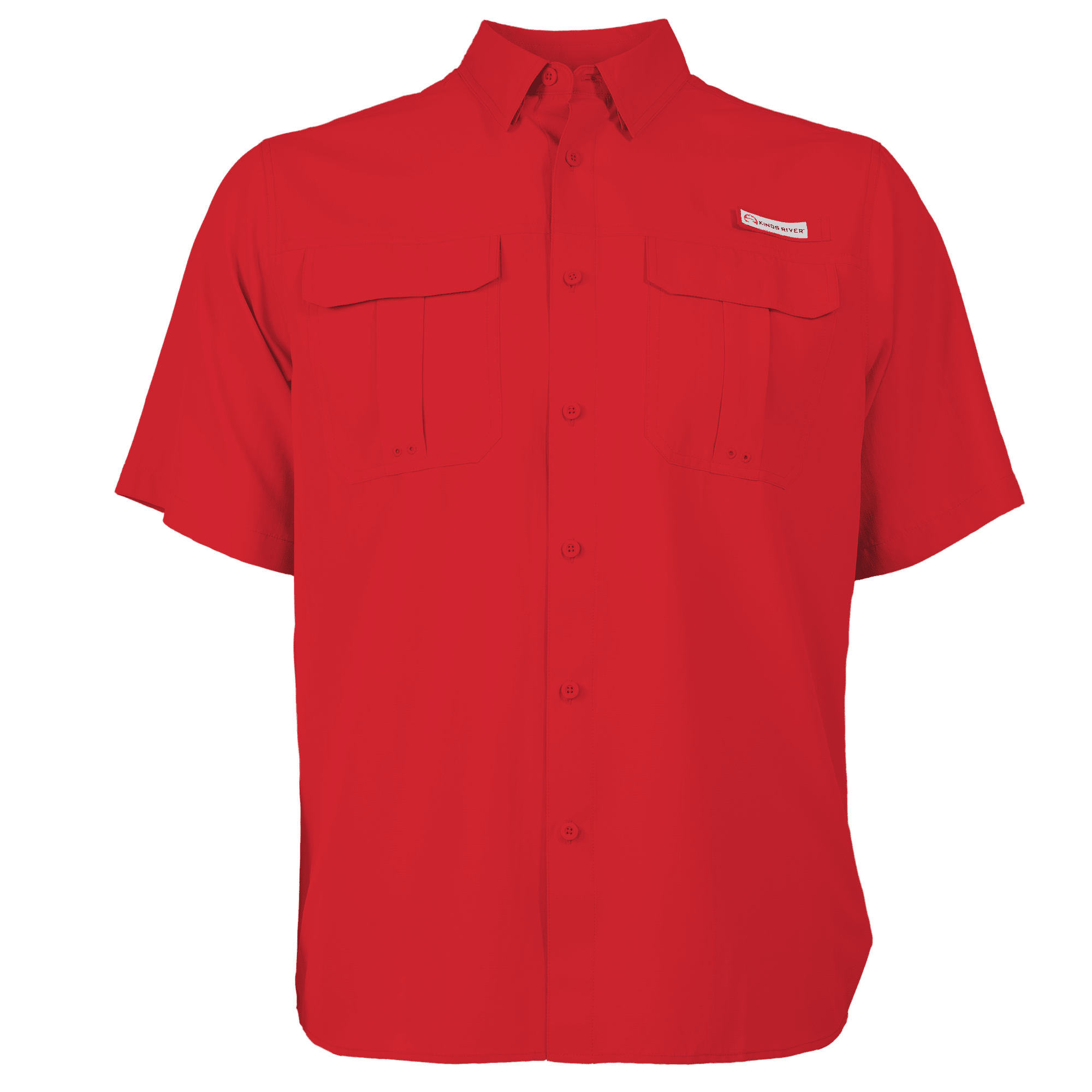 Kings River Men's Short Sleeve Fishing Guide Shirt, Red, Size Large