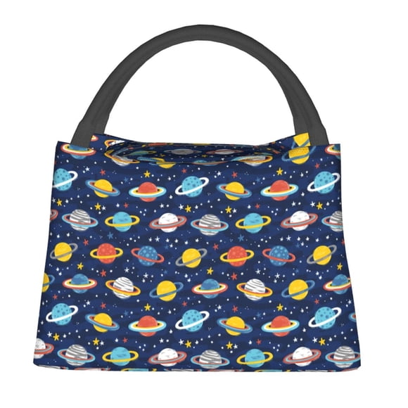 Fotbe Planets And Stars Bolsa Térmica Portátil con Estampado, Bolsa de Entrega de Alimentos Aislada, Bolsa Reutilizable de Gran Capacidad para Comidas y Supermercado
