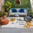 thumbnail image 2 of Cartoon Bee Outdoor Rug for Patio/Deck/Porch, Non-Slip Large Area Rug 6 x 9 Ft, Country Vintage Branches Greyish Wooden Grain Indoor Outdoor Rugs Washable Area Rugs, Camping Rug Carpet Runner, 2 of 8