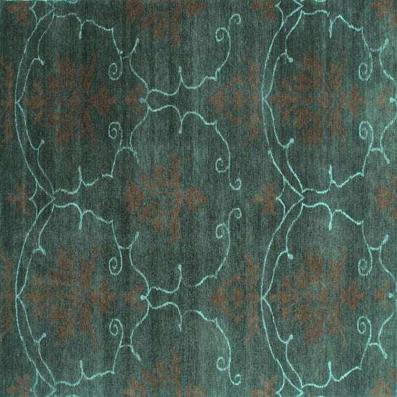 Ahgly Company Indoor Square Abstract Turquoise Blue Contemporary Area Rugs, 4' Square