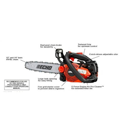 ECHO CS-2511T 12” 25cc 2-Cycle Gas Powered Chainsaw, Lightest in North America