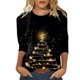 thumbnail image 4 of ICHUANYI Clearance Women's Fashion Printed Loose T-shirt 3/4 Sleeves Blouse Round Neck Casual Tops(Black, XXL) ICHUANYI WER2023081205930, 4 of 5