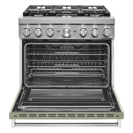 KitchenAid - 5.1 Cu. Ft. Freestanding Dual Fuel True Convection Range with Self-Cleaning - Avocado cream