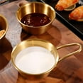 thumbnail image 5 of 2-Pack Makgeolli Bowls, 304 Stainless Steel Korean Traditional Bowls Rice Wine Bowl with Handle, Hiking Soup Dish, Food Bowl Camp Cup, 4.7 Inch, 10 Ounces (Gold), 5 of 14