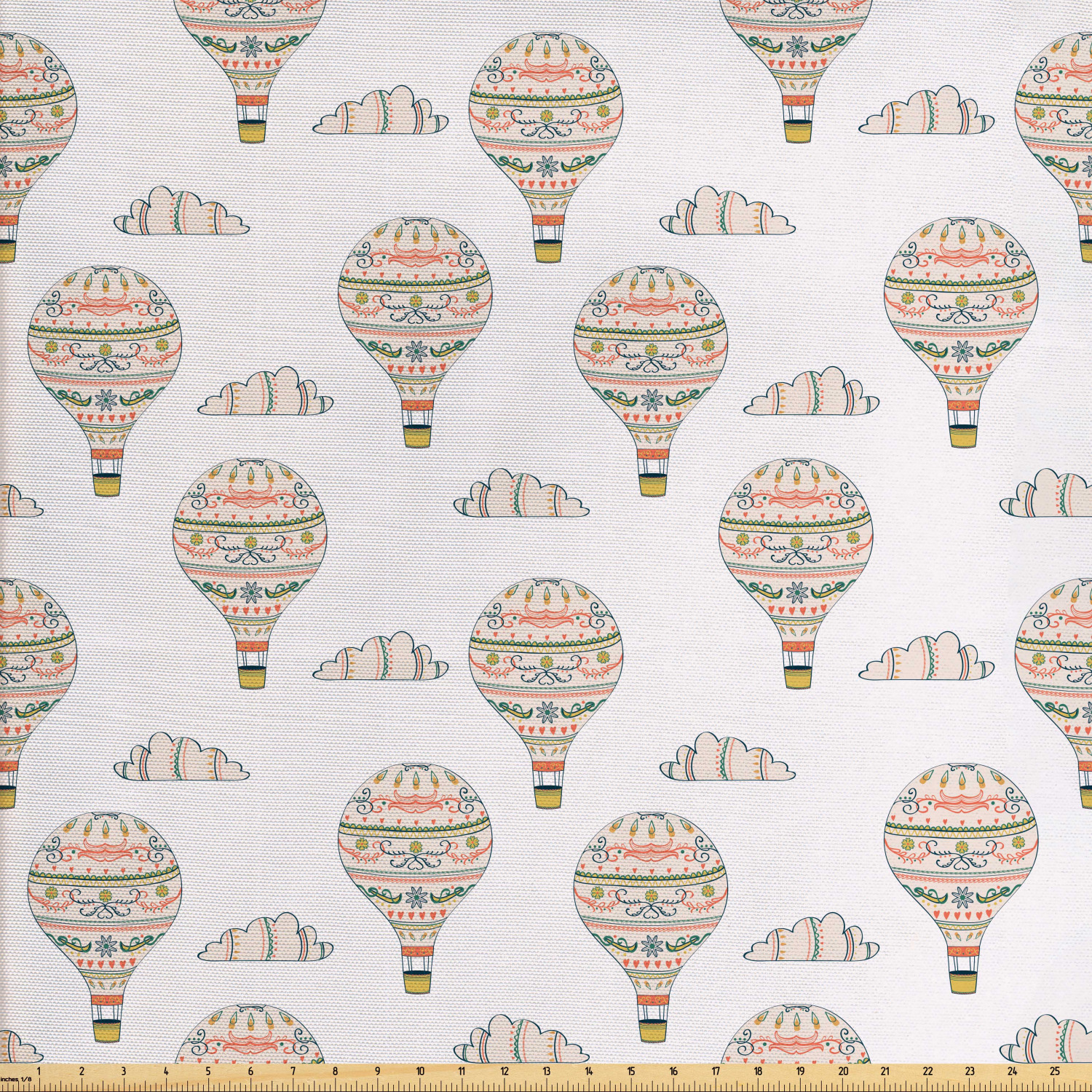 Balloon Fabric by The Yard, Inspirations with Swirls Hearts and Flowers