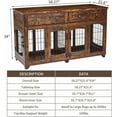 thumbnail image 3 of 58" Dual-Room Dog Crate Furniture w/2 Drawers, Chew-Proof MDF Kennel Cabinet, Rustic, 3 of 6