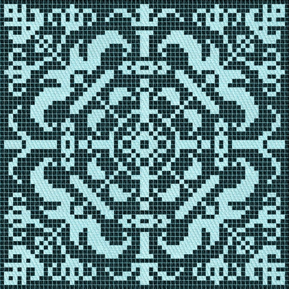 Ahgly Company Indoor Square Patterned Blue Lagoon Blue Area Rugs, 7' Square