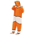 thumbnail image 3 of Clownfish Costume Adult Animal Onesie Pajamas Halloween Cosplay Hooded Homesuit Jumpsuit for Women Men, 3 of 6