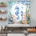 thumbnail image 4 of Seahorse Coastal Sheer Curtains 63 Inches Long, Summer Nautical Starfish Coral Ocean Light Filering Curtains, Breathable Simi Curtain Privacy Drapes for Living Room Bedroom Window Treatment, 4 of 9