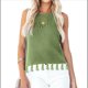 thumbnail image 3 of Suéter de Punto de Verano para Mujer, Camiseta Sin Mangas con Cuello Redondo de Crochet, Blusa Informal Sin Mangas con Aberturas Verde L, 3 of 10