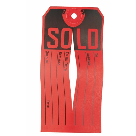 Avery Sold Tags, Red/Black, Knife Slit, 4-3/4" x 2-3/8", 500 Tags (15161)