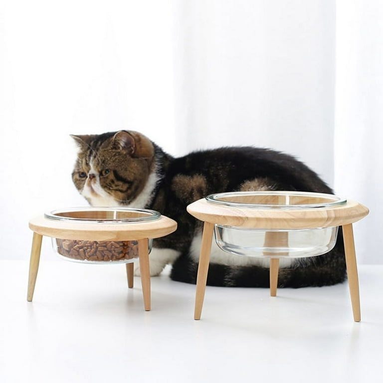 Dog Bowls Cat Dog Bowls with Wood Stand Elevated Raised Cat Food and Water  Bowl Dish