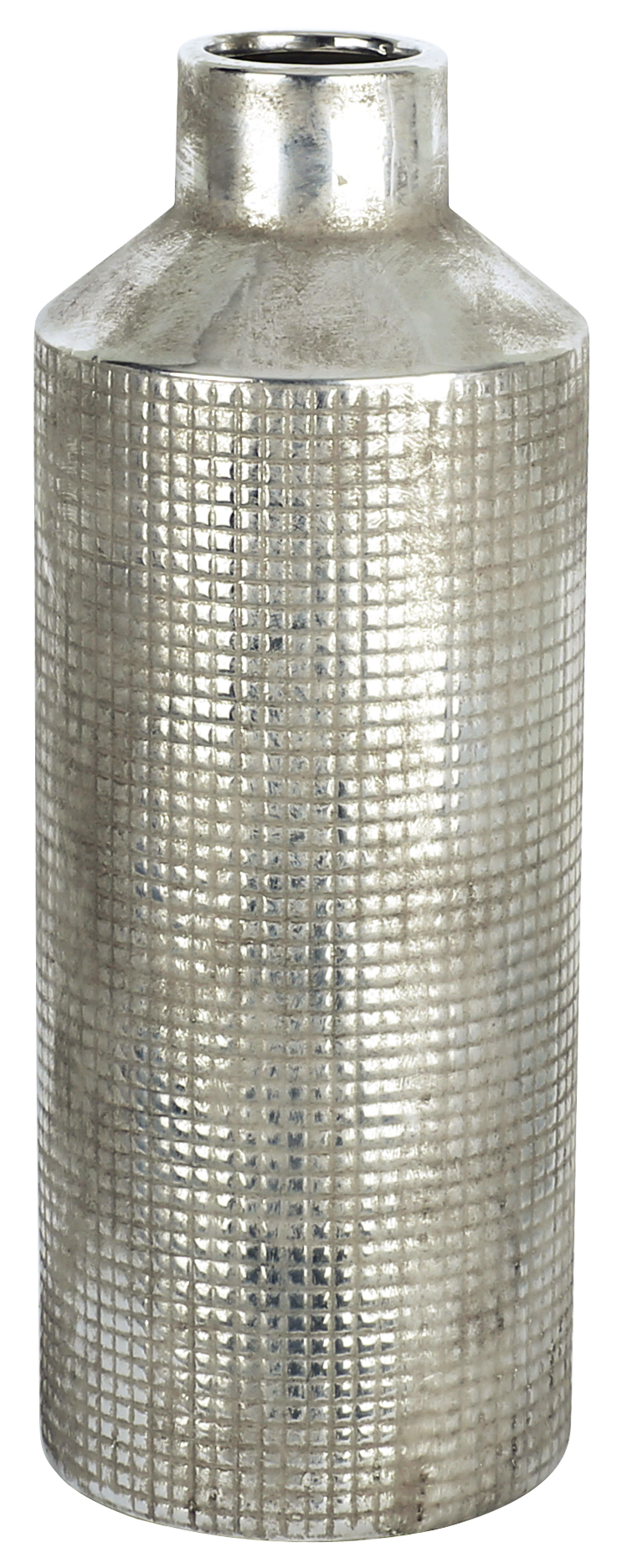 ArtMaison Canada, Ceramic Vase III, 6x6x16 Inch Large Silver Neutral