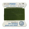 thumbnail image 3 of Griffin Nylon Bead Cord Perlseide – Olive Color – Size 14 (1.02mm) – 2 Meters per Card – Stainless Steel Needle Attached – for Knotting Pearls, Gemstones, Crystals and Beads, 3 of 5