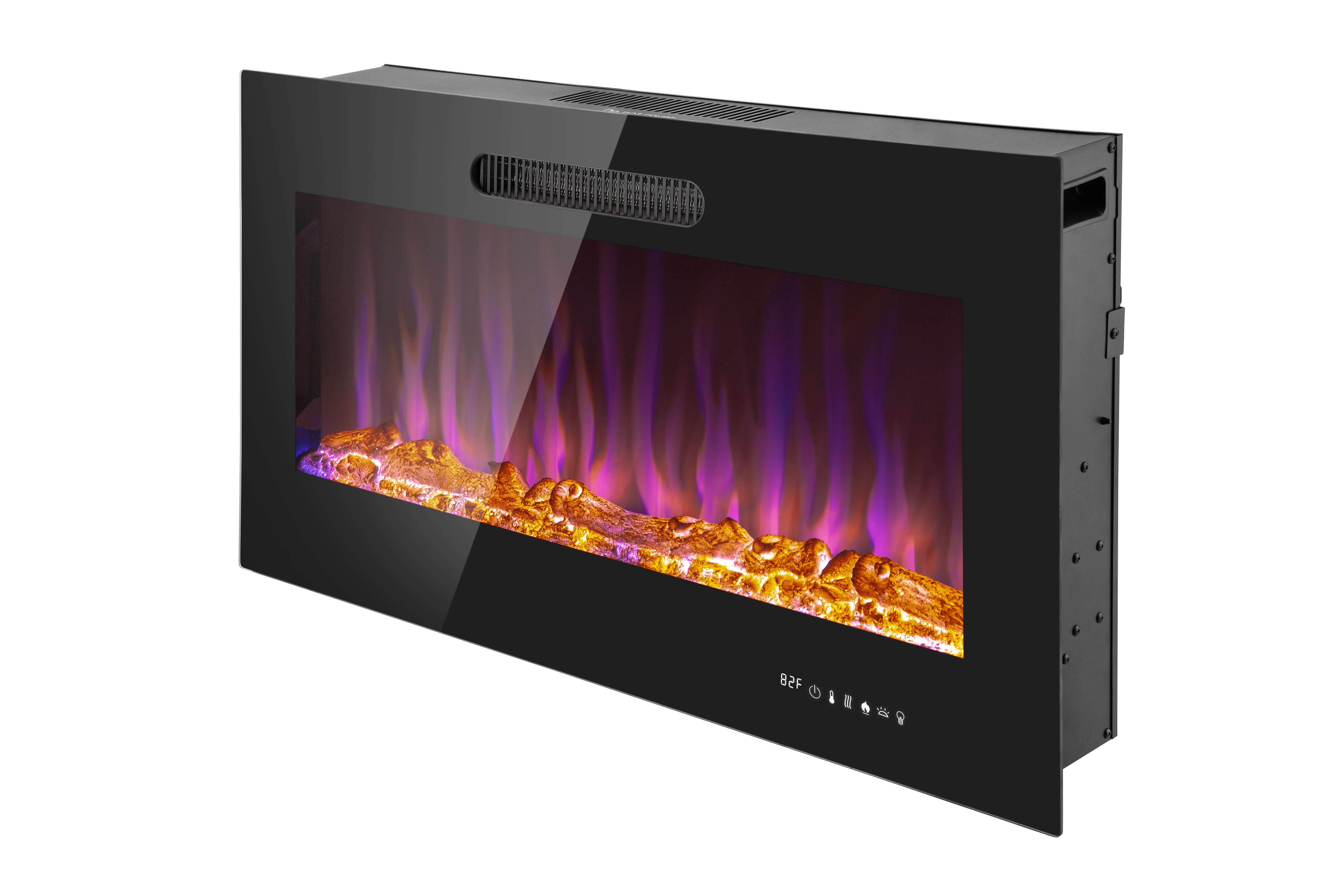 Prominence Home 36x19" Electric Remote Controlled LED Wall Mount Fireplace with Adjustable Heat and Brightness Settings