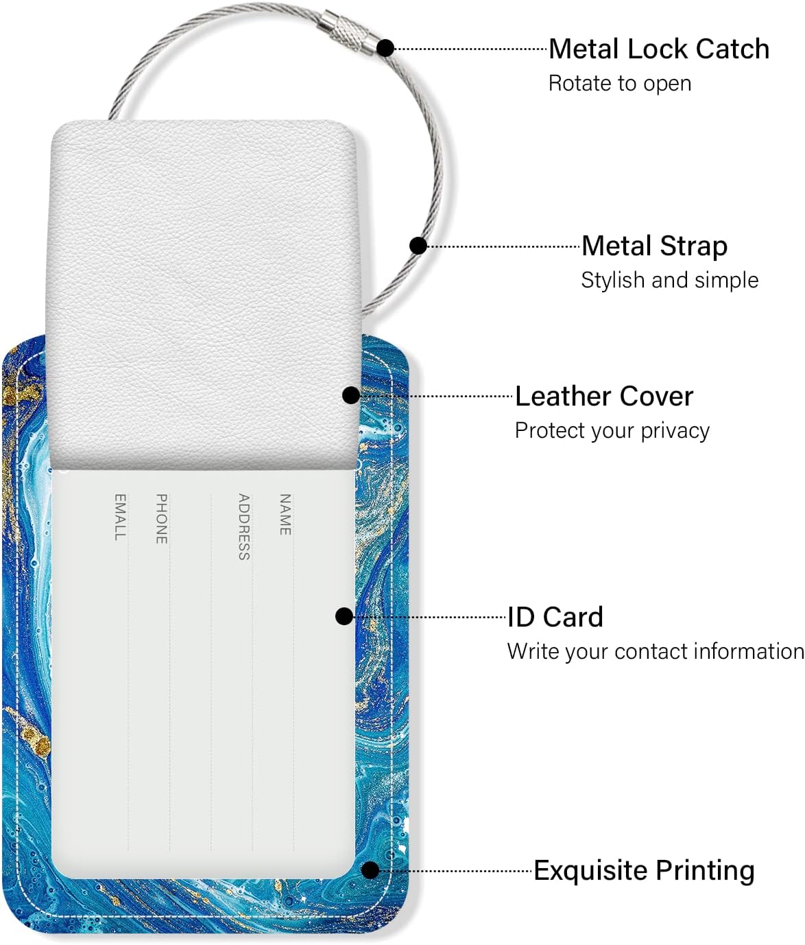 2 Pack Luggage Tags, Patterned Luggage Tags Privacy Protection Travel