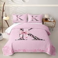 thumbnail image 2 of Erosebridal Glam Leopard Print Letter Quilt Full for Girls, Bowknot Monogrammed K Full Bedspread Sets, 3pcs, 2 of 7