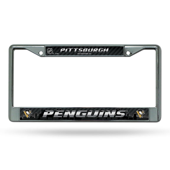 Pittsburgh Hockey Penguins - 12" x 6" Standard Size - Chrome Metal License Plate Frame