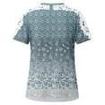 thumbnail image 4 of up to 60% off Gifts Usmixi Shirts for Women Lace Patchwork Hollow out Vintage Graphics Tee Tops Summer Trendy Floral Short Sleeve Round Neck Ladies Blouses Blue m, 4 of 5