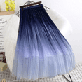 thumbnail image 3 of Falda de malla con degradado de cielo estrellado para primavera y verano, falda de papel adelgazante de cintura alta y corte en A de longitud media para mujer, 3 of 5