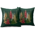 thumbnail image 2 of Green Christmas Pillow Covers 18x18 Set of 2 Red Gold White Xmas Tree Print Decorative Throw Pillows Outdoor Farmhouse Holiday Decoration Pillowcases Cushion Case Decor for Home Sofa Couch Bed, 2 of 6