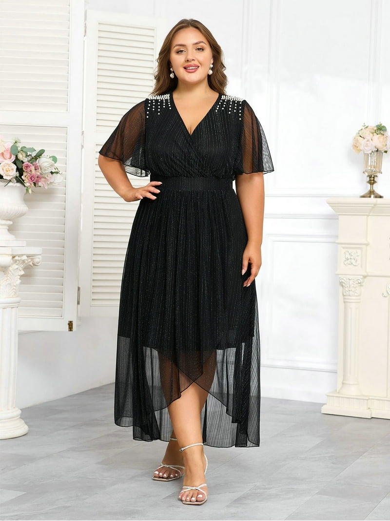 LapaPlus Plus Size Dresses for Curvy Women,Sparkly Studded