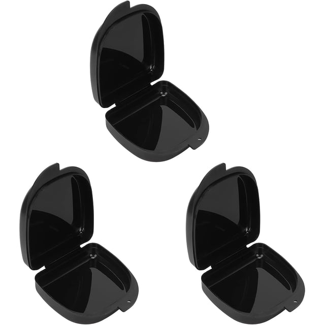 Dental Retainer Case, Black Safe Orthodontic Retainer Box Store Half Dentures Durable Portable for Accessories